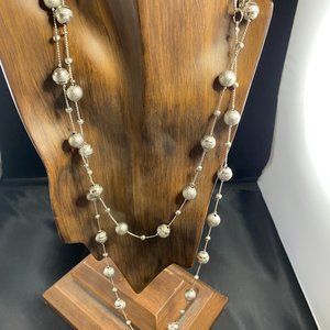 Coldwater Creek Long Necklace (Silver & "pearls")